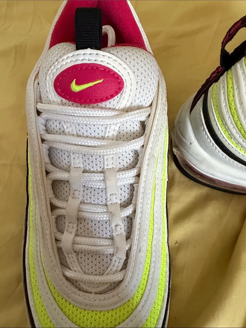 Big Kids Air Max Neon Green and Hot Pink Accents